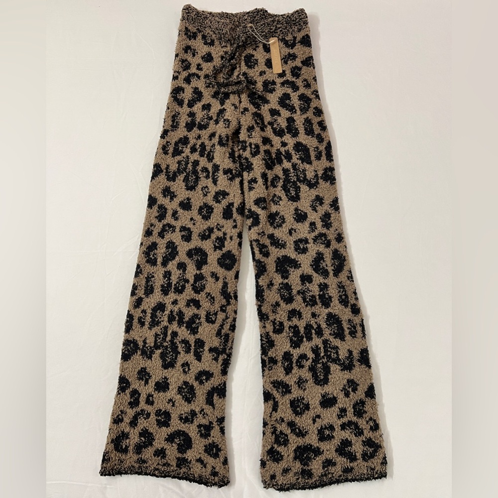 SKIMS Cozy Knit Leopard Pants Pant Flare Wide Leg Straight Brown Black